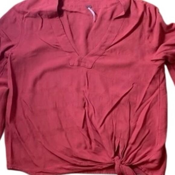 Free People Side Tie Bell Sleeve V-Neck Top Size Small S/P - Picture 7 of 7